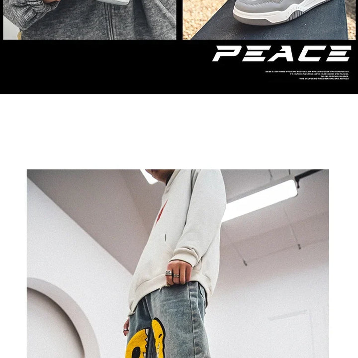 Men's Vulcanized Shoes Trendy Personalized Teenagers Casual Shoes Round Toe Lace-Up Plus Size Platform Shoes Men Shose For Sale
