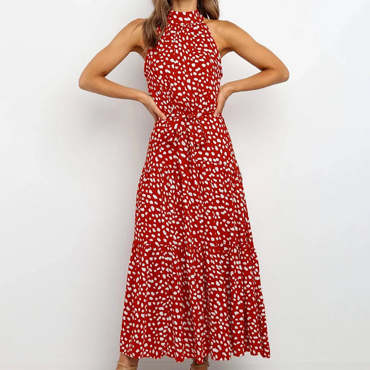 Long Dress Polka Dot Casual Dress Black Sexy Halter Clothes For Women