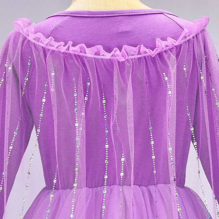 Halloween Costume for Kids Girl's Elsa Mesh Ball Dress With Ruffle Trim Embroidered Birthday  Princess Dresses for Baby