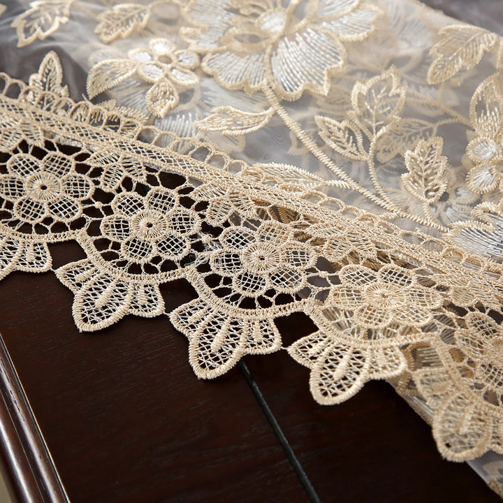 Battilo Lace Table Cover Round Rectangular Tablecloth Luxury Embroidered Coffee Table Cloths for Dining Table Wedding Home Decor