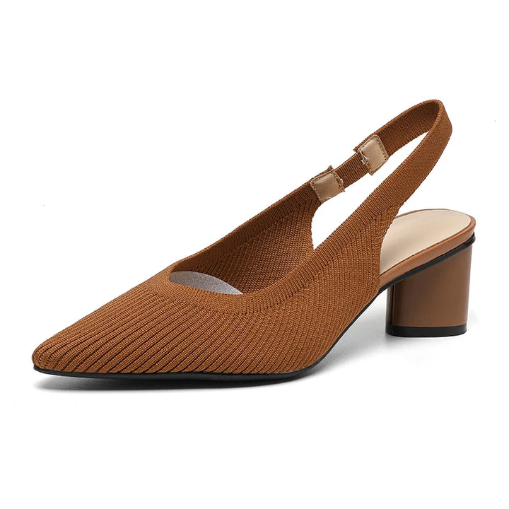 DIMANYU Women Dress Shoes Knitted Solid Color Toe Back Trip Fashion Sandals Women Pointed Toe Shallow Sidespace Women Sandals