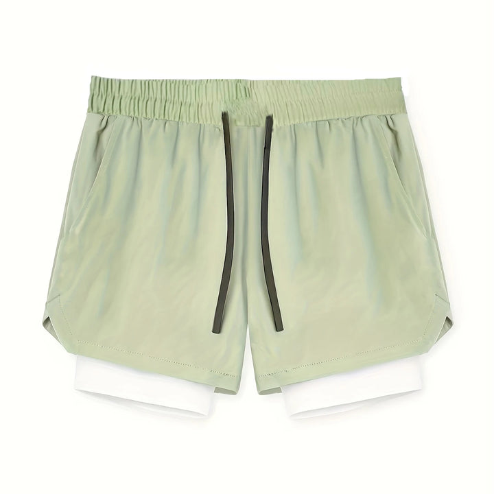 Sports shorts for men, double layered, quarter quick drying, elastic basketball, running training equipment, deep squat fitness,