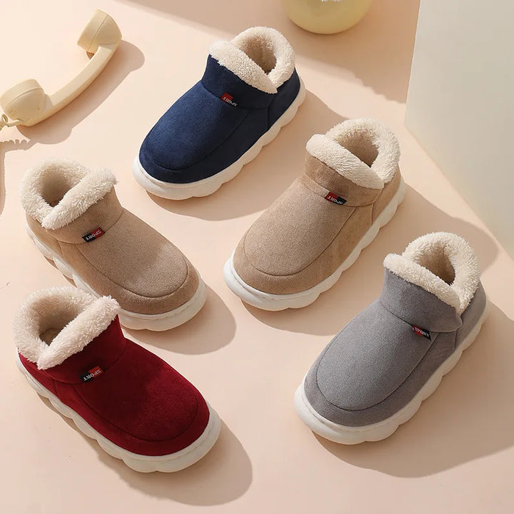 Shevalues Winter Fuzzy Men Shoes Fluffy Plush Men House Shoes Fashion Outdoor Antiskid Men Cotton Shoes Platform Fur Men Shoes