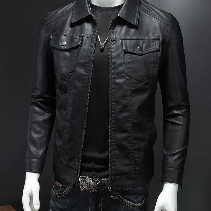 Spring Autumn Mens Leather Jackets Slim Fit Male Fashion Faux Windproof Warm Coats Man Brand Clothing