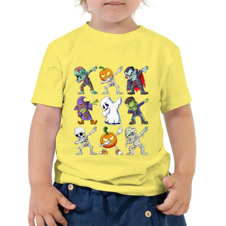 Kids Halloween T Shirt Skeleton Zombie Pumpkin Monster Dabbing T-Shirts Round Neck Funny Summer Halloween Boys Girls New Tshirt