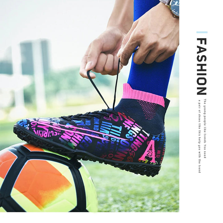 2025 New Hot Sale Football Boots Child Sneakers High Top AG Soccer Shoes Boys Outdoor Grass Training Shoes For Kids chuteiras de