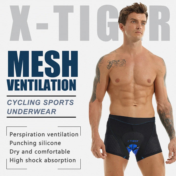 X-TIGER Cycling Shorts Breathable Mesh Cycling Underwear 5D Gel Pad Shockproof MTB Bike Shorts Men Shorts