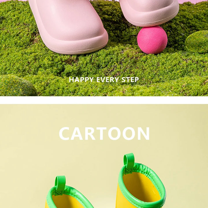 Korean INS Children's Rain Boots Bear Baby Anti-slip Waterproof Light Weight Unisex Kids Shoes Soft Sole Easy to Wear And off