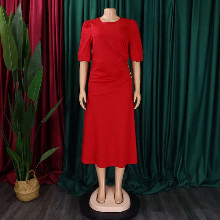 FairyShely Solid Short Sleeve Plus Size Long Dress Women O Neck Large Big Dresses Lady Summer Party Tight Curvy Dress