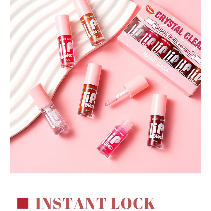 MAGIC CASA 6pcs/set Small bottle Hydrating Jelly Lip Oil long-lasting Moisturizing  smooth shimmering Lip Hydrating Liquid