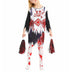 Kids Girls Halloween Party Horror Zombie Cosplay Costume Cheerleading Dance Outfits Bloody Dress with Stockings Flower Balls