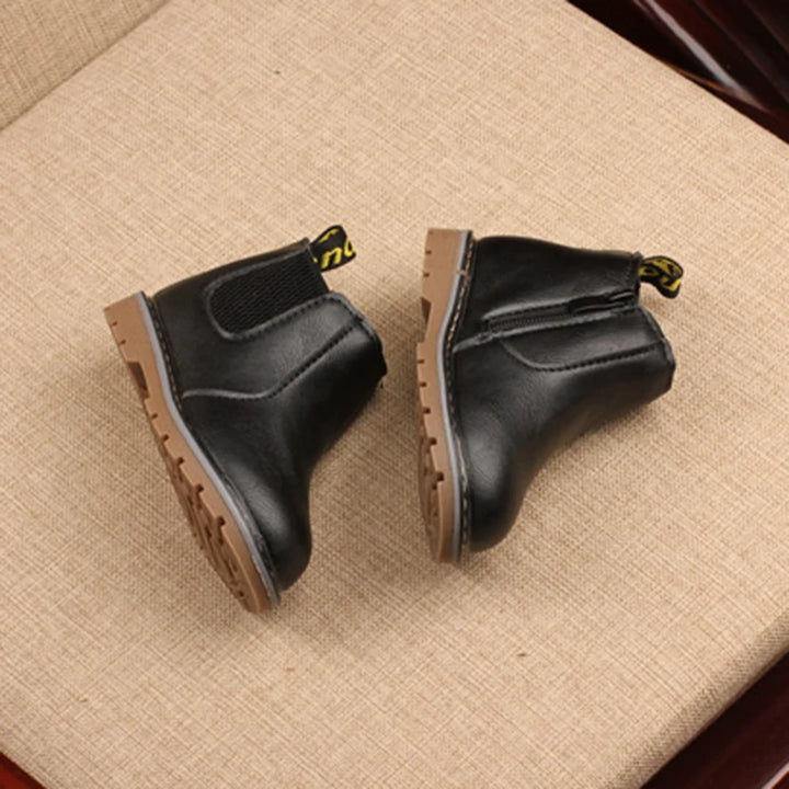 Retro Style Children Boots 2023 Autumn Winter Fashion Kids Solid Casual Cotton Shoes for Toddler Boys Girls Leather Boots
