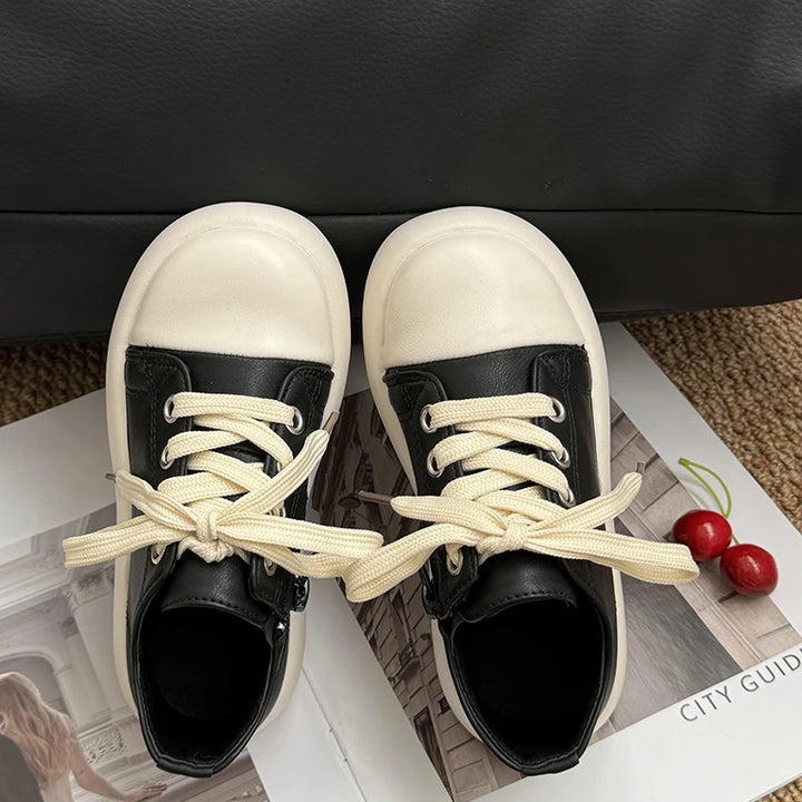 Children's Boots Autumn and Winter New Korean Style Short Boots for Boys and Girls Waterproof Mid-Calf Baby Girl Leather Boots Fashionable Brand Shoes