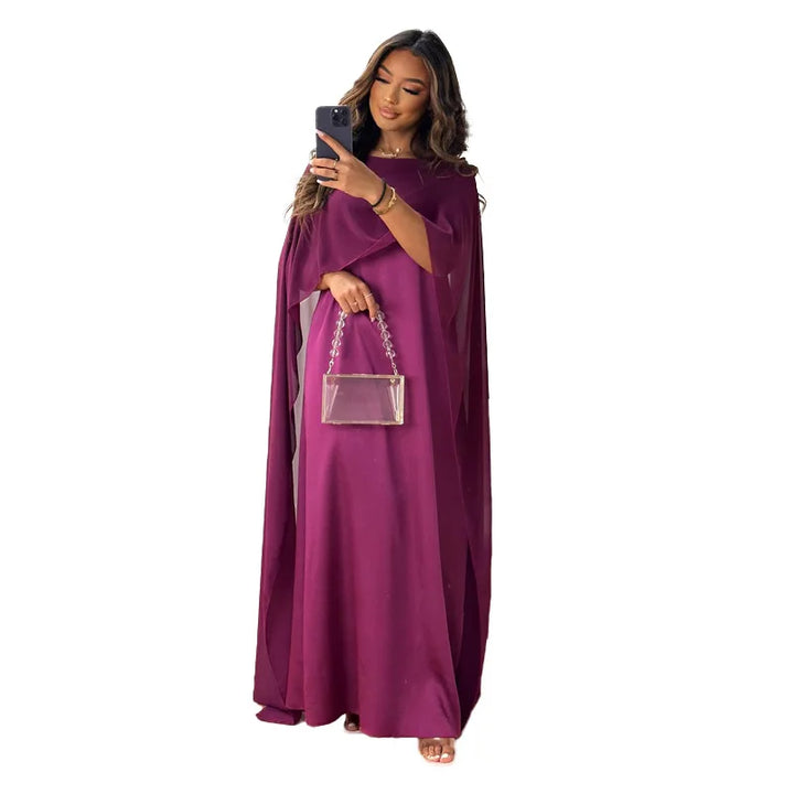 Chiffon Temperament O-neck Long High Waist Party Muslim Dress Dubai Abayas Evening Dress