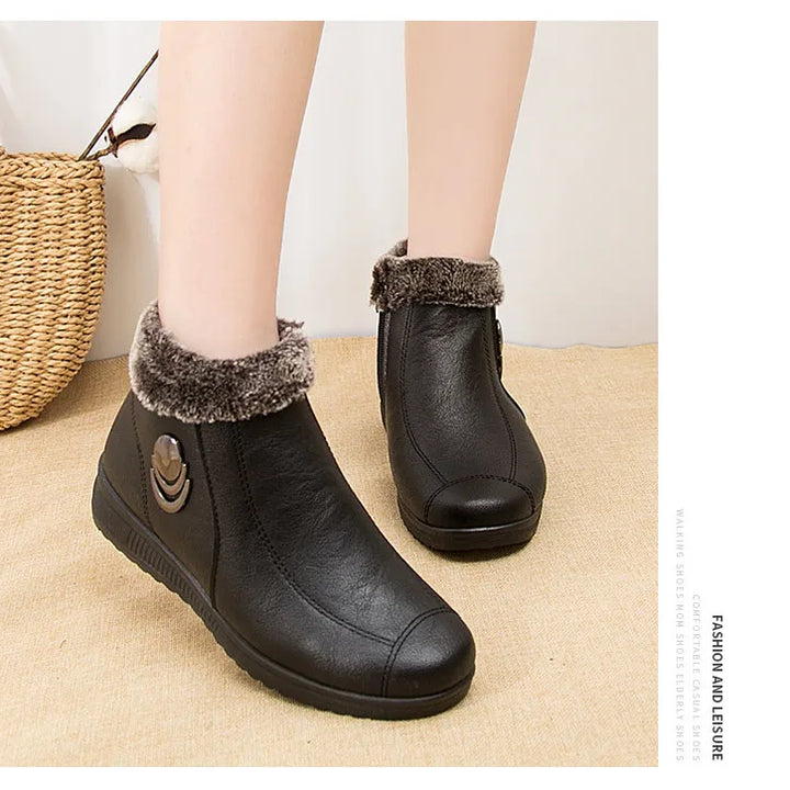 Women's Boots 2024 New Arrival Winter Snow Booties Female Fur Ankle Boots Waterproof Winter Warm Plush Shoes Non-slip Mom Bota
