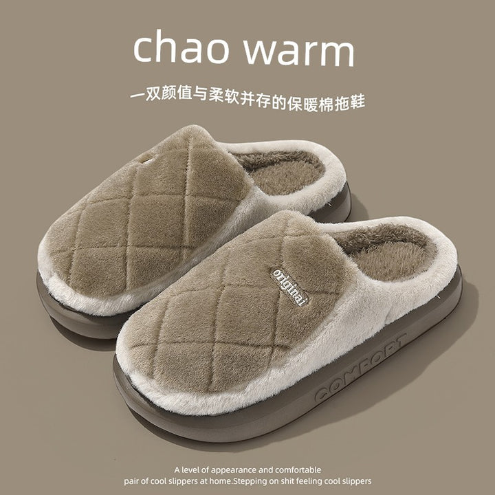 Waterproof Cotton Slippers Men Autumn and Winter 2025 New Arrival Indoor Home Non-Slip down Heattech Cotton Slippers Men's Winter