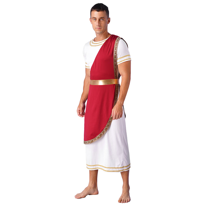 Halloween Men Ancient Greek Roman Toga Adults Retro Gold Cosplay Costume Long Robe Carnival Theme Party Fancy Dress Outfits