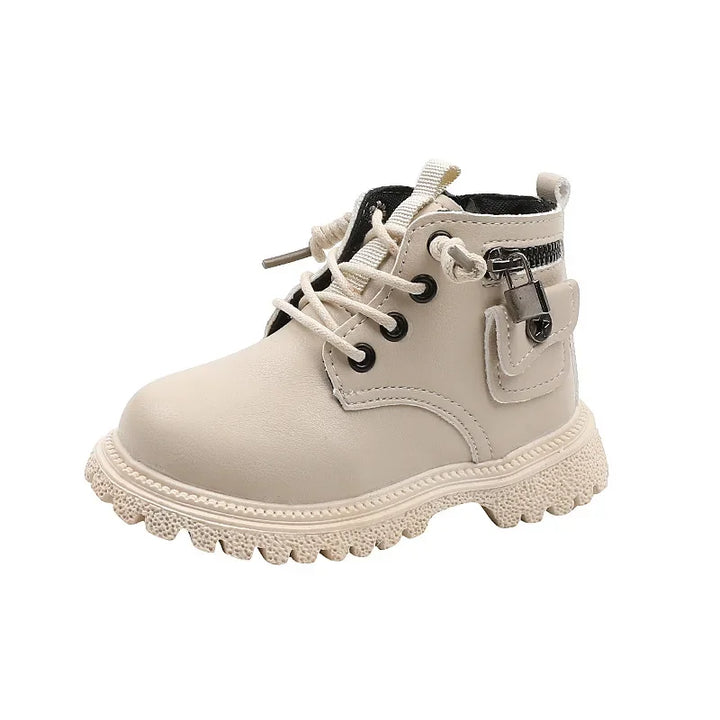Kids Boots for Boys Spring Autumn Children's Causal Ankle Boots Fashion Black Versatile Girls School Leather Boots Side Zipper