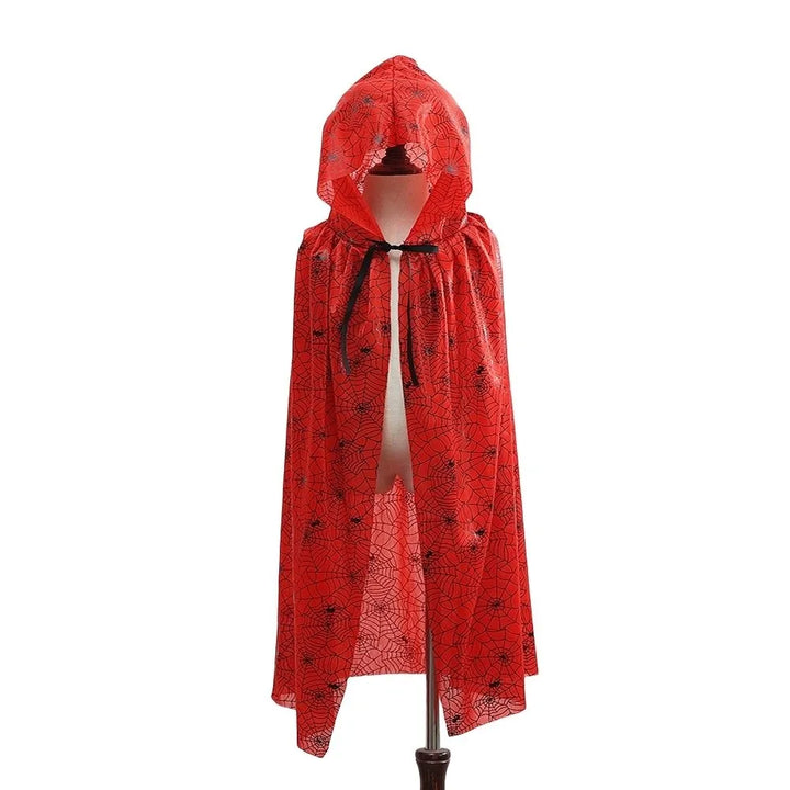 Casual Bloodstain Halloween Costume Cosplay Props Funny Party Halloween Death Cloak with Cap Dark Plaid Spider Web Cape Adults