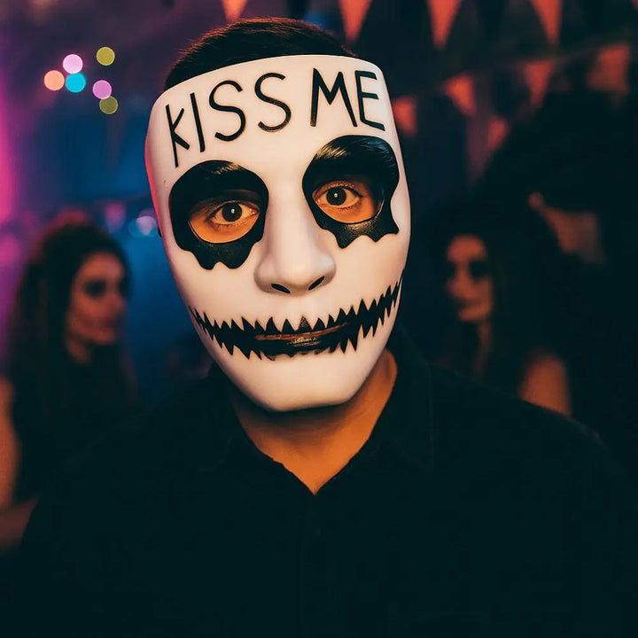 Dress Up Props White Makeup Halloween Mask Full Face Hand-painted Street Dance Mask Scary Hip Hop Mask Kids Adult