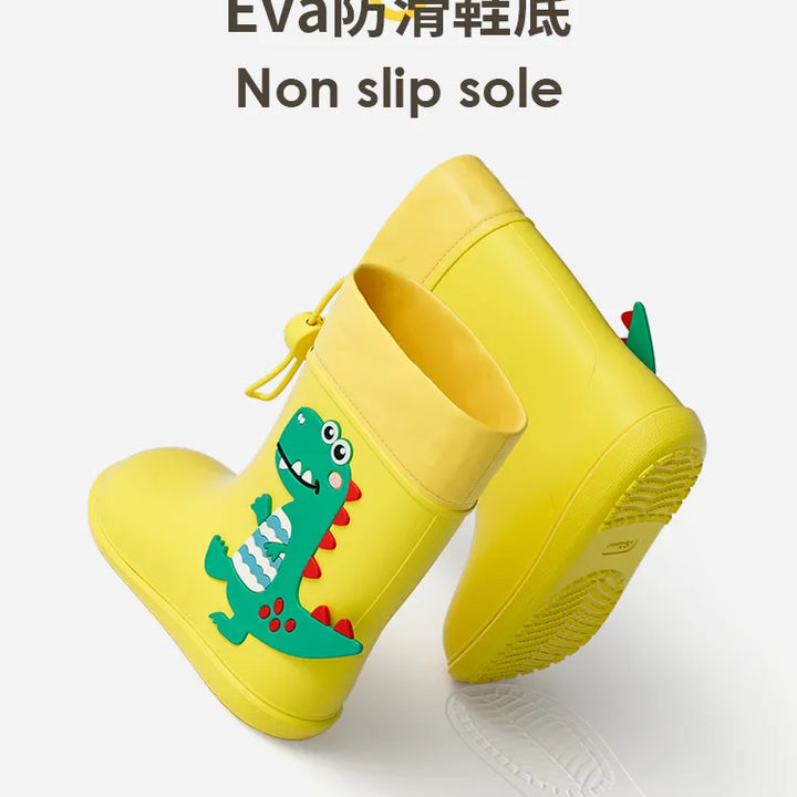 Kids Girl Boy Rain Boots Waterproof Toddler Rainboots Children's Shoes Rubber Boots Kids Baby Cartoon Dinosaur Water Shoes Boots