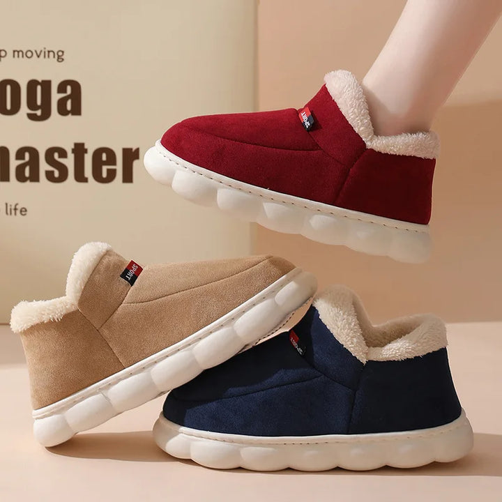 Shevalues Winter Fuzzy Men Shoes Fluffy Plush Men House Shoes Fashion Outdoor Antiskid Men Cotton Shoes Platform Fur Men Shoes