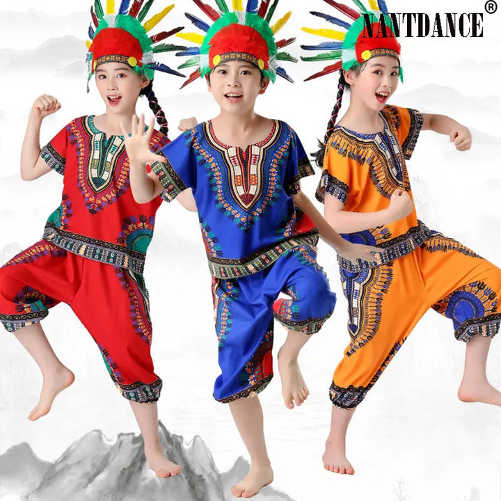 Halloween Cosplay Costume Children Savage Caveman Costumes Boy Leopard Flintstone African Tribal Hunter Indians Clothing Girl