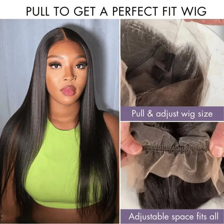 Hidden Strap Straight 360 Lace Front Wigs Human Hair Pre Plucked 12A Glueless Brazilian Virgin Wig With Drawstring HD Full Lace