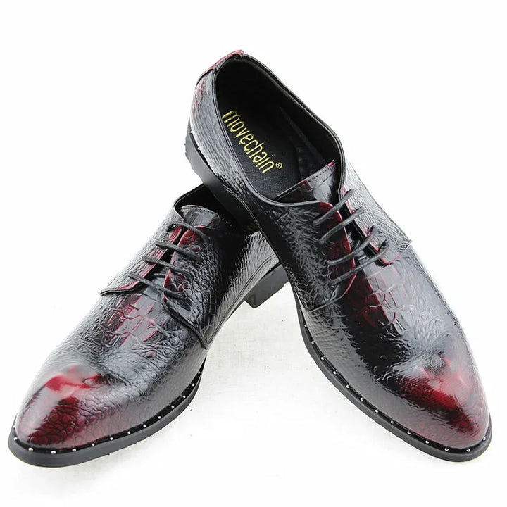 2025 Fashion Men's alligator Grain Leather Dress Shoes Man Casual Pointed Toe Oxfords Mens Lace-Up Business Office Oxford Shoe