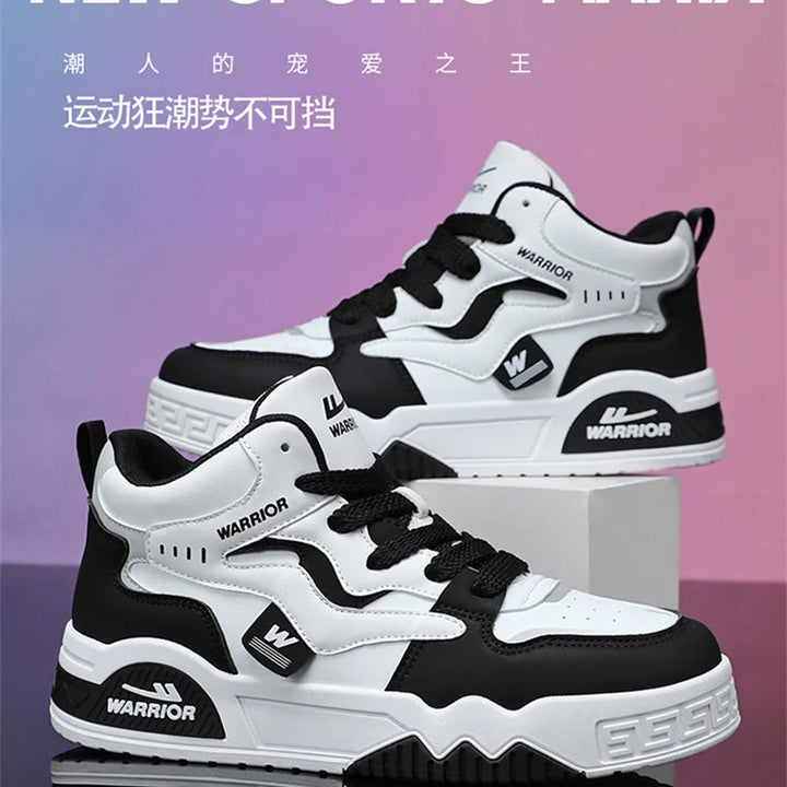 New Four Seasons Men's Sneakers Men's Comfortable Platform Shoes  Trend Lace-up Vulcanized Shoes White Casual Sneakers 5
