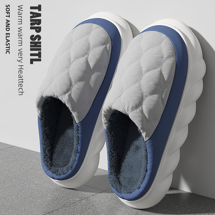 Waterproof Cotton Slippers Men Autumn and Winter 2025 New Arrival Indoor Home Non-Slip down Heattech Cotton Slippers Men's Winter