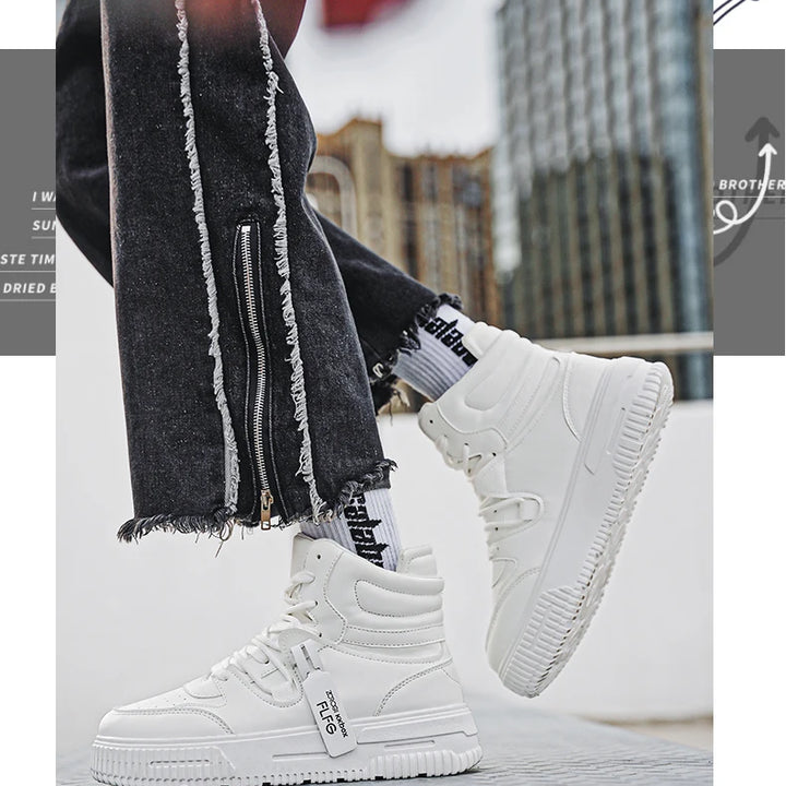 Casual Sneaker High-top Male Sneakers Loafers Shoes for Men Skateboard Sports and Leisure Wear-resistant Non-Slip All-match New