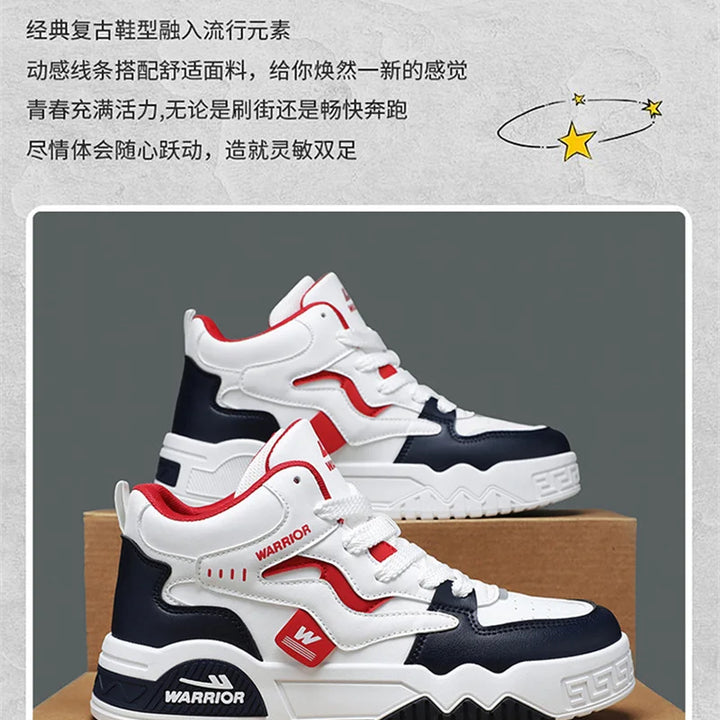 New Four Seasons Men's Sneakers Men's Comfortable Platform Shoes  Trend Lace-up Vulcanized Shoes White Casual Sneakers 5