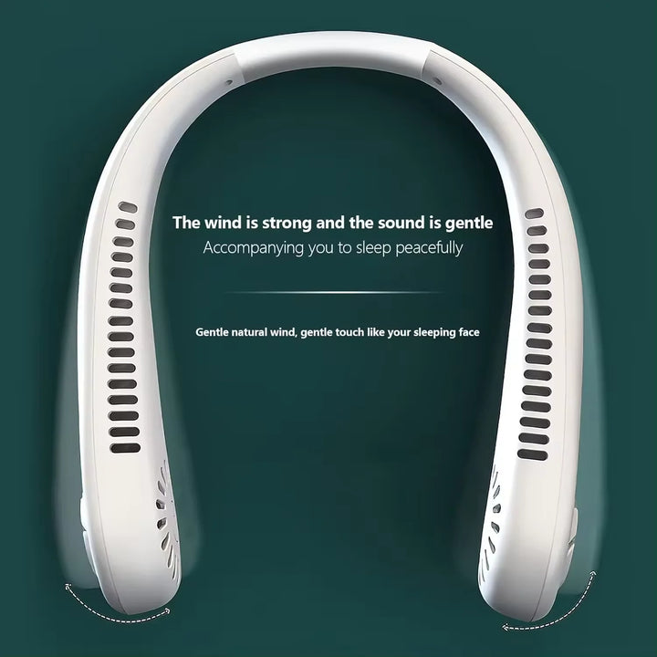 Leafless hanging neck fan, mini portable usb fan, super strong wind, silent natural wind, rechargeable hot sale