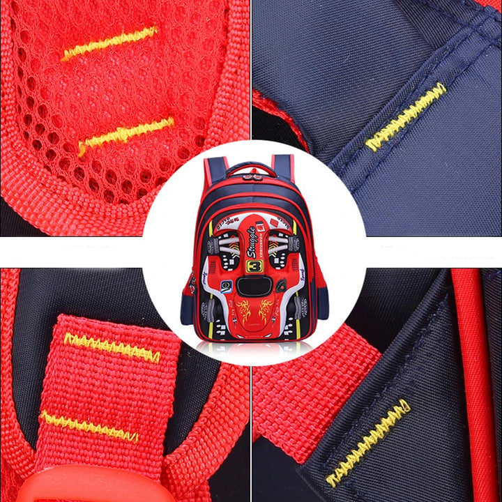 Waterproof Lightweight 3D Car Backpack Kindergarten Kid Preschool Backpack Young Children Boy Girl SchoolBag Primary Red Blue
