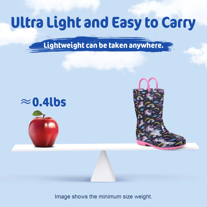 Kidmi Children Rain Boots Girls And Boys Outdoor Non-slip Rubber Rain Shoes Cute Easy Clean Kids Waterproof Boots With Handles