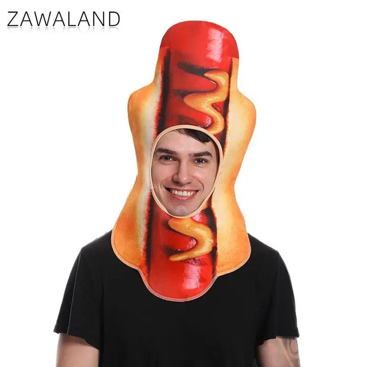 Zawaland Halloween Cosplay Hats Funny Wacky Hot Dog Pizza Caps Halloween Party Costume Accessories Adult Cactus Plants Hats