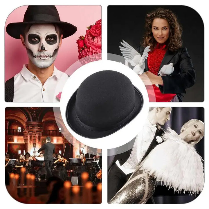 Halloween Men Women Magician Hats C ap Gentleman Jazz Hat Top Hat Black Party Bowler Hat Coachman Hat Classic Derby Hat Cosplay