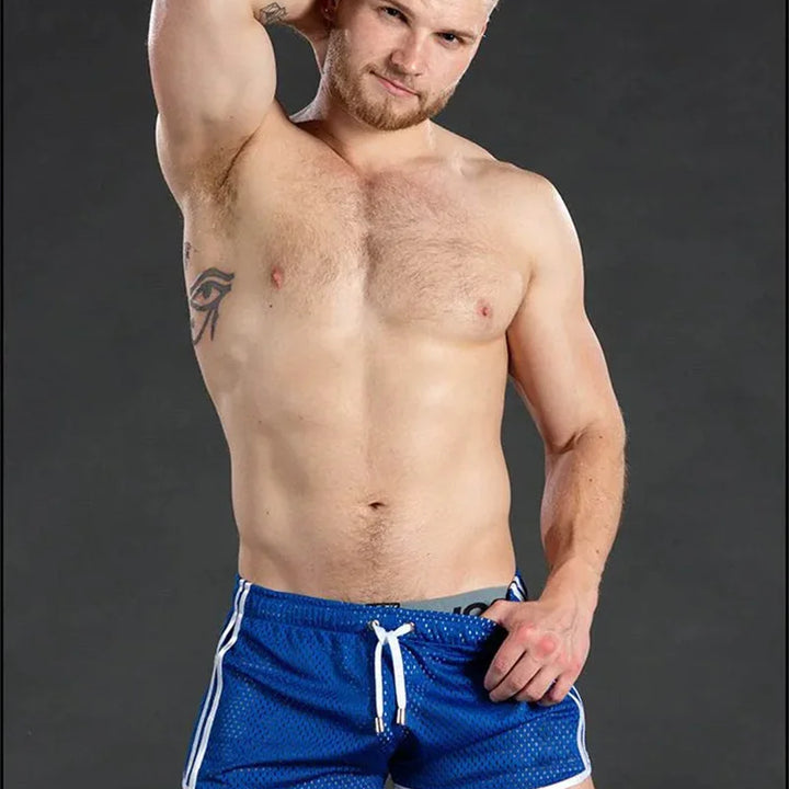 Men Shorts Sport Cool Running Shorts Quick Dry Grid summer Workout Short Pants Breathable Men Fashion Training Swim Beach Shorts