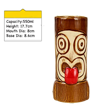 Tiki Mugs Ceramic Hawaiian Luau Party Mugs Drinkware, Cute Exotic Cocktail Glasses, Tiki Bar