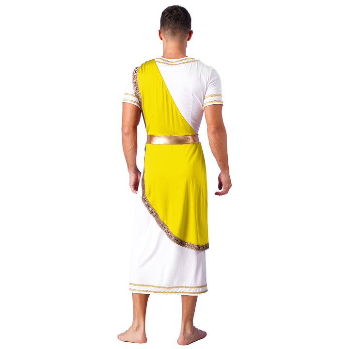 Halloween Men Ancient Greek Roman Toga Adults Retro Gold Cosplay Costume Long Robe Carnival Theme Party Fancy Dress Outfits