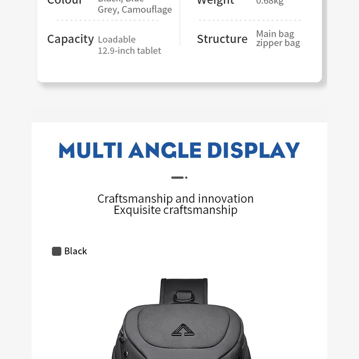 OZUKO Large Capacity Men Shoulder Bag Waterproof Sling Crossbody Bags for Man Short Trip Messenger Bag Fashion Quality Chest Bag
