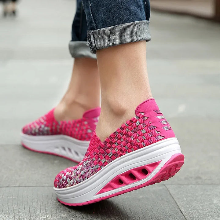 Women Sneakers Casual Wedges Increased Platform Shoes Woman Woven Breathable Sneakers Tenis Shoes Zapatillas Chaussure Femme
