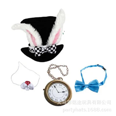 Halloween Easter White Rabbit Top Hat Alice Cosplay Bunny Bowler Men Women Magician Costume Accessory Suit Fairy Tale Tea Party