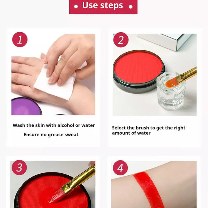 30g Monochrome Water Soluble Face Body Paint Vibrant DIY Makeup for Christmas Parties Long-Lasting Professional Quality Cosmetic