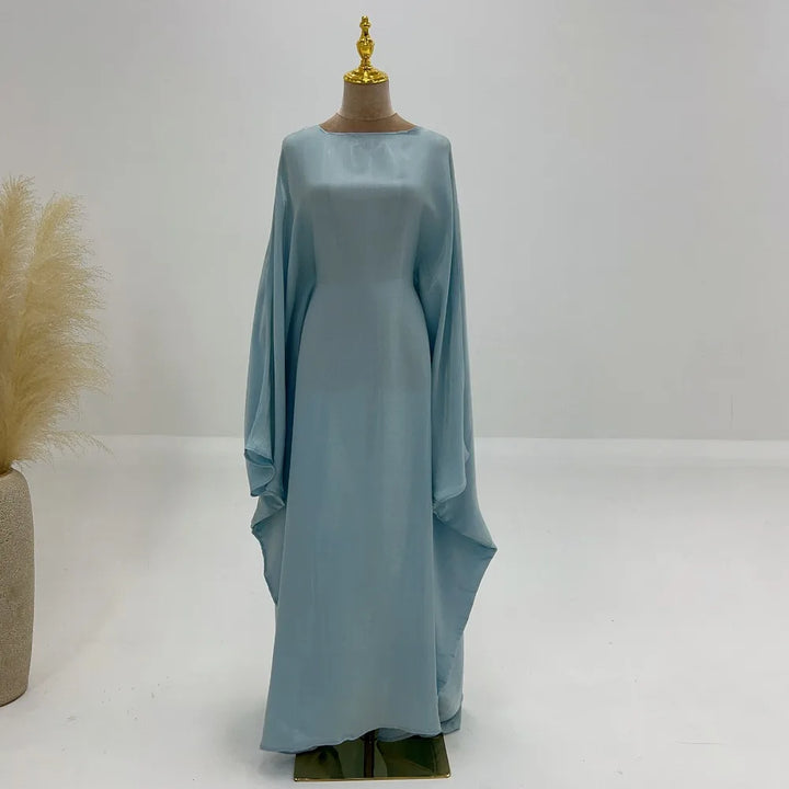 Tossy Autumn Loose Shiny Maxi Dress Butterfly Batwing Long Sleeve Muslim Clothes Party Solid Female Long Dress New