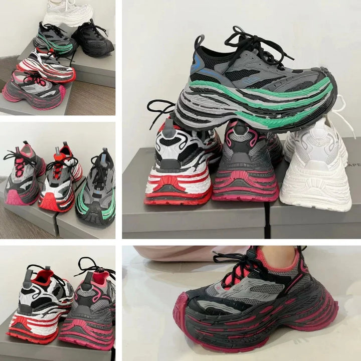 Fashion Designer Shoes Sneakers for Women and Men Mixed Colors Mesh Air Thick Sole Couple Chunky Sneakers Height-increasing
