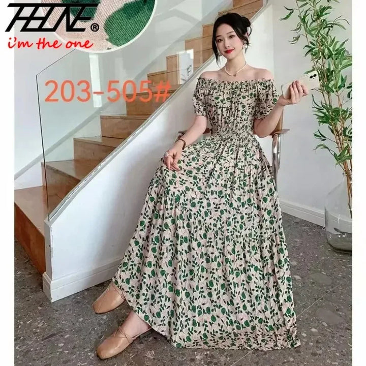 Vestidos Para Mujer Maxi Long Dress native stamps Bohemian Boho Cotton Floral Vintage casual.