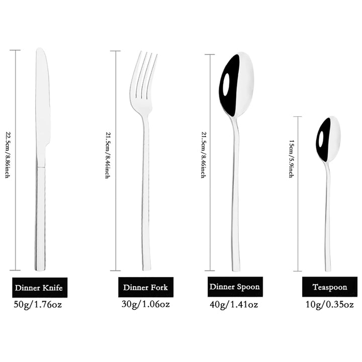 24Pcs Black Dinnerware Set Knife Fork Coffee Spoon Cutlery Set Stainless Steel Flatware Western Kitchen Silverware Tableware