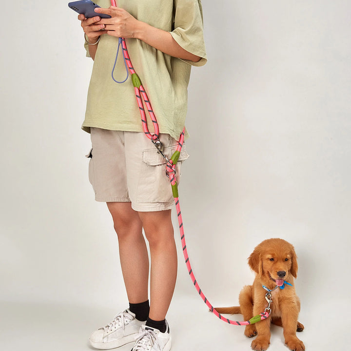 Reflective Nylon Leashes Pet Dogs Chain Traction Rope Leads for Running Dog Walking Free Hands Rope Chain for Small Large Dogs